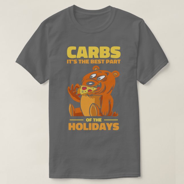 T-shirt Noël Ours Carbes Vacances Pizza Restauration rapid (Design devant)