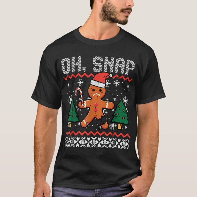 T-shirt Noël pain d'épices cassé Oh Snap laids Noël (Devant)