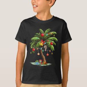 T-shirt Noël Palm Tree Lumière Hawaï Tropical Noël 3