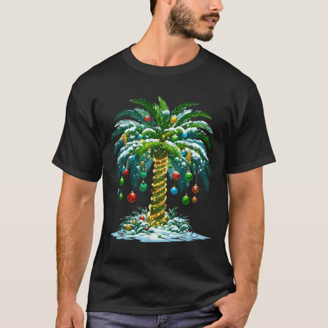 T-shirt Noël Palm Tree Trocal Hawaii Noël (Devant)