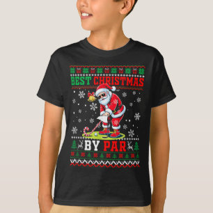 T-shirt Noël par Santa Pull Jouant au Golf Golfeur