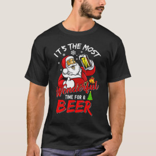 T-shirt Noël Père Noël Boire la bière merveilleuse heure