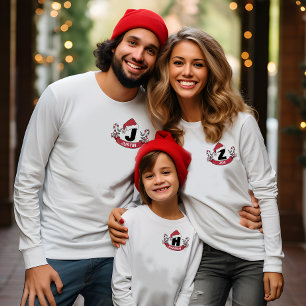 T-shirt Noël Père Noël Crest Bannière Famille Monogramme