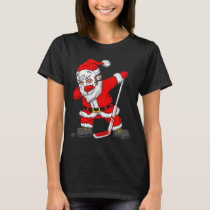 T-shirt Noël Père Noël Dabbing Joueur de hockey Garçons En