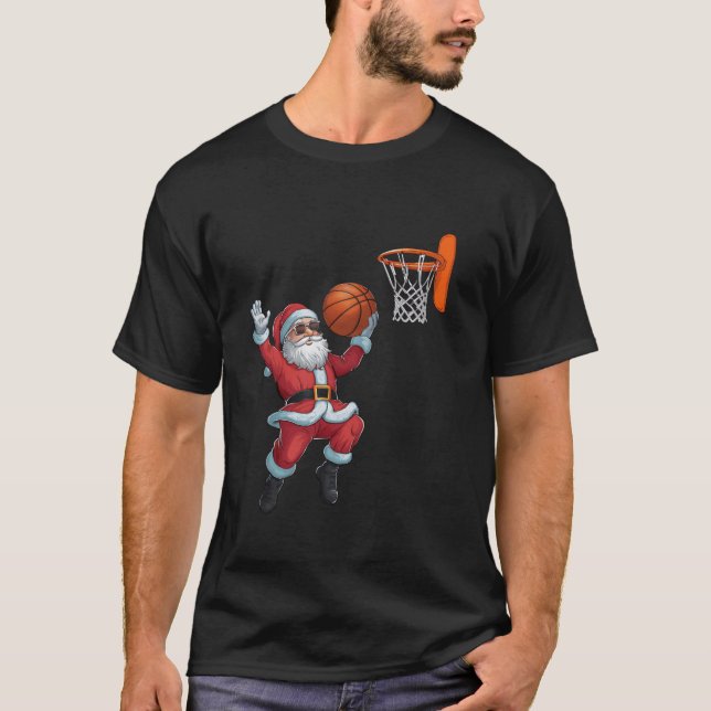T-shirt Noël Père Noël Duner Un Basket-ball Enfants Bo (Devant)