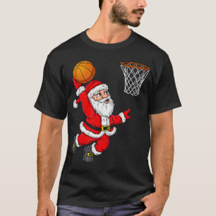 T-shirt Noël Père Noël Dunking Basketball Funny X