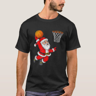 T-shirt Noël Père Noël Dunking Basketball Funny X