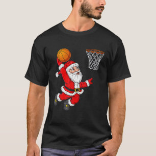 T-shirt Noël Père Noël Dunking Basketball Funny X