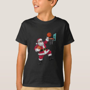 T-shirt Noël Père Noël Dunking Un Basket-ball Noël
