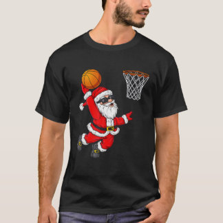 T-shirt Noël Père Noël Dunking Un Basket Garçons Ki