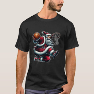 T-shirt Noël Père Noël Dunking Un Basket Garçons Ki