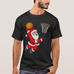 T-shirt Noël Père Noël Dunking Un Fun De Basket-ball Xma