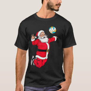T-shirt Noël Père Noël Dunking Un Volleyball Drôle X