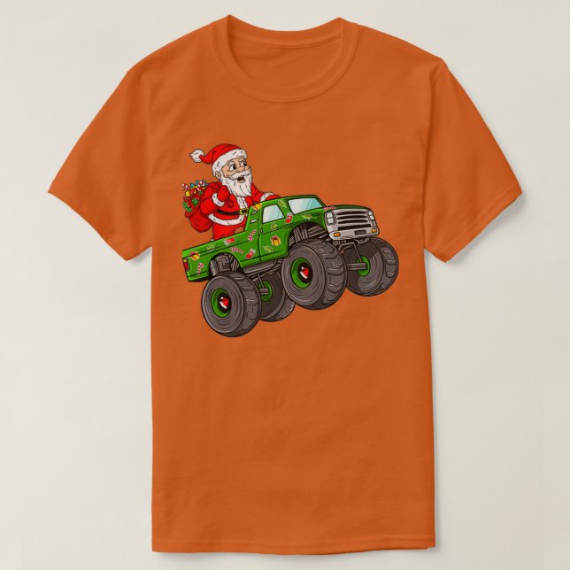 T-shirt Noël Père Noël équitation dans Monster Truck Boys (Design devant)