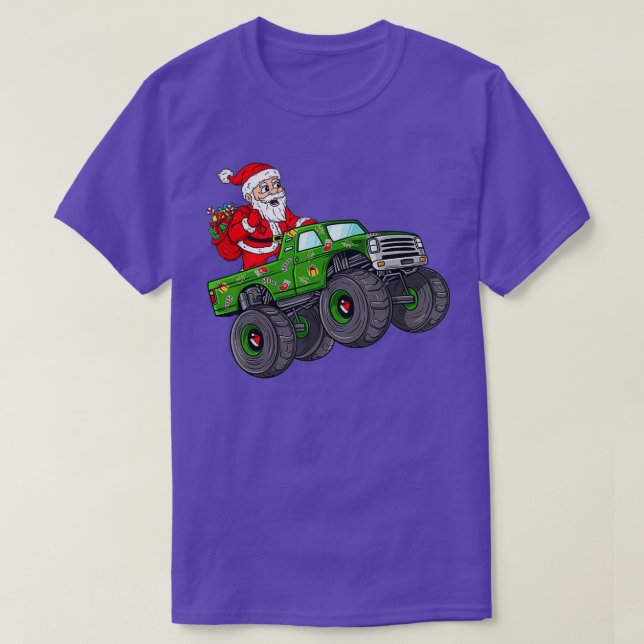 T-shirt Noël Père Noël équitation dans Monster Truck Boys (Design devant)