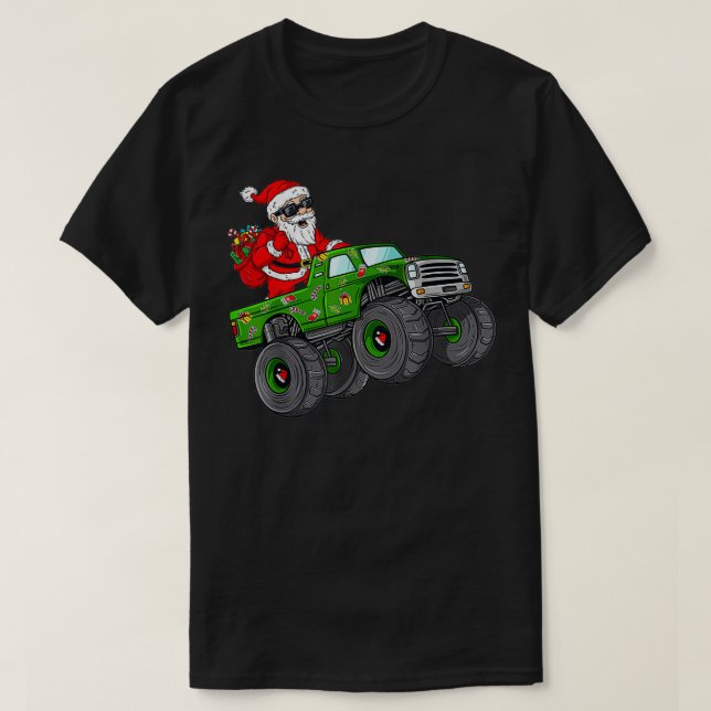 T-shirt Noël Père Noël équitation Monster Camion Garçons K (Design devant)