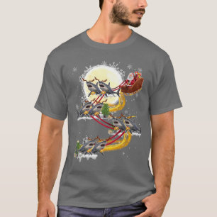 T-shirt Noël Père Noël équitation Requin Drôle Sharkmas