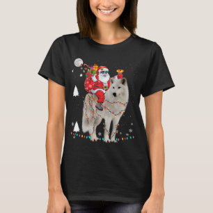 T-shirt Noël Père Noël équitation Samoyed Lumières Noël H
