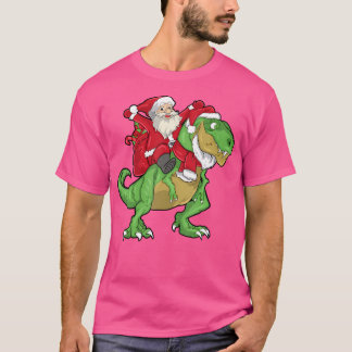 T-shirt Noël Père Noël équitation T-Rex Dinosaur Enfants