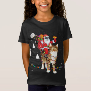T-Shirt Noël Père Noël équitation Tigre Feu de Chat Noël