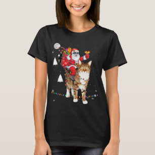 T-shirt Noël Père Noël équitation Tigre Feu de Chat Noël