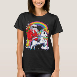 T-shirt Noël Père Noël équitation Unicorne Xmas filles fem