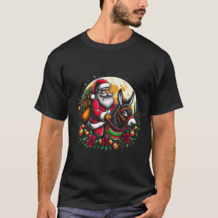 T-shirt Noël Père Noël est à cheval Un âne conception d'ar