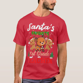T-shirt Noël Père Noël Favori 1ère année Enseignant Reind