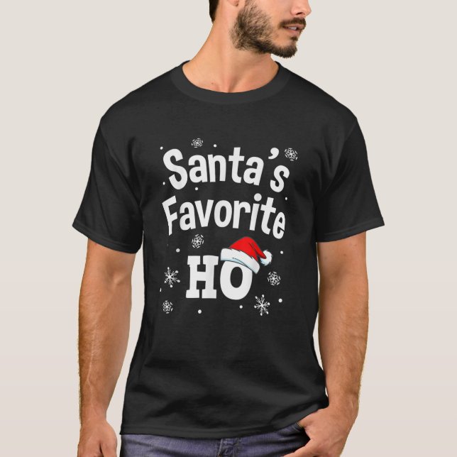 T-shirt Noël Père Noël Favori Chemise Ho, Adulte Naughty (Devant)