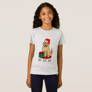 T-Shirt Noël Père Noël Goldendoodle (rouge or) Chien migno