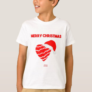 T-shirt Noël Père Noël Heart Boys White Basic T Shirt