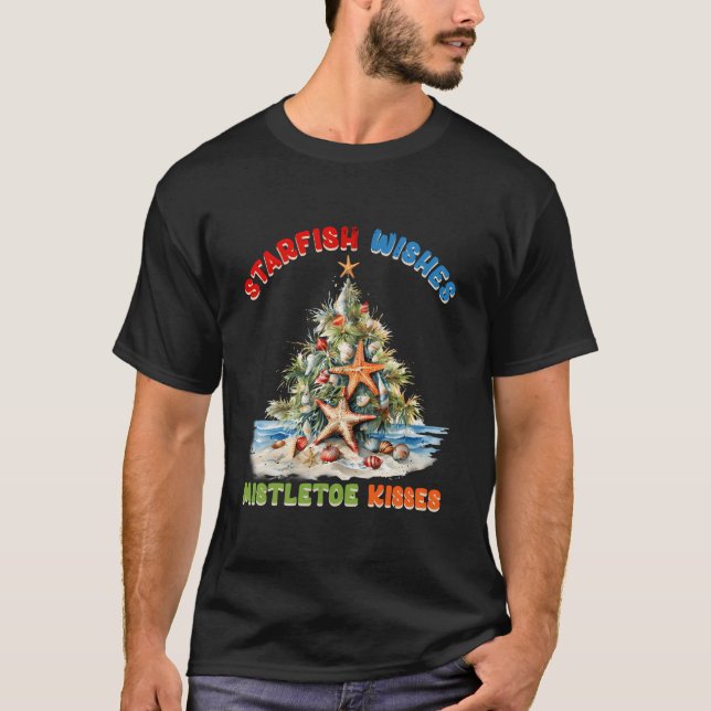 T-shirt Noël Père Noël Ho Beach Drôle été Juillet Starfis (Devant)