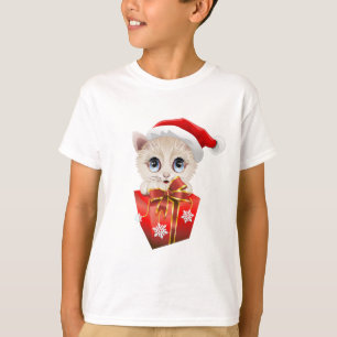 T-shirt Noël Père Noël Kitten avec cadeau