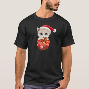 T-shirt Noël Père Noël Kitten avec cadeau