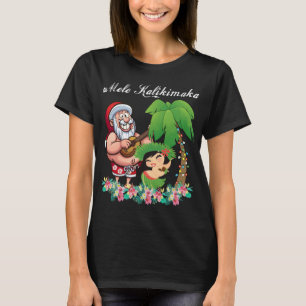 T-shirt Noël Père Noël Mele Kalikimaka Hawaii Palm Tree P