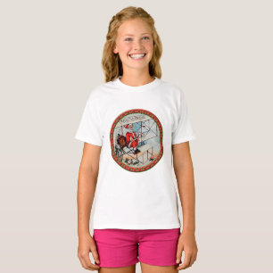 T-shirt Noël Père Noël pilotant un vieil avion