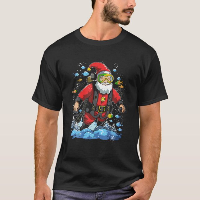 T-shirt Noël Père Noël Plongée Plongée Plongée Dans L'Amou (Devant)