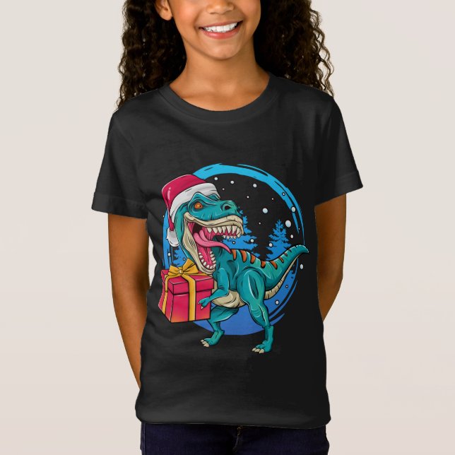 T-Shirt Noël Père Noël Saurus Rex (Devant)