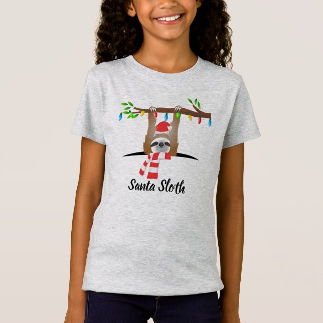 T-Shirt Noël Père Noël Sloth pendu d'une branche (Devant)