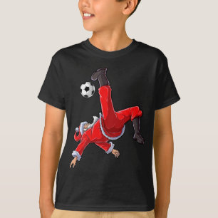 T-shirt Noël Père Noël Soccer Bicyclette Kick Xmas Boys Ho
