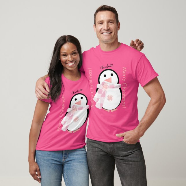 T-shirt Noël personnalisé Pingouin mignon (Unisexe)