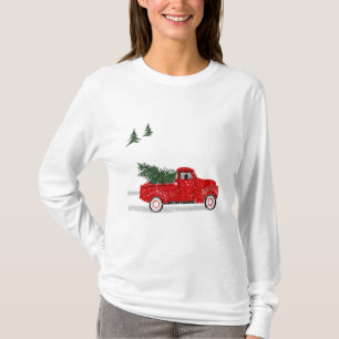 T-shirt Noël, Petit Camion Rouge, T de la dame à manches