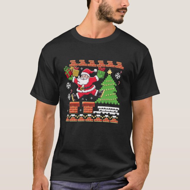 T-shirt Noël Pixellit Santa Clause Gamer Pixel Art G (Devant)