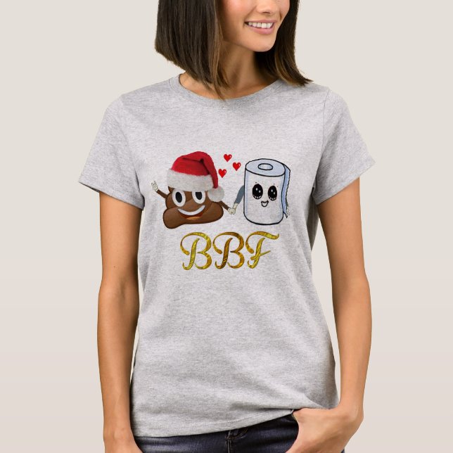 T-shirt noël poop emoji papier toilette meilleur copains (Devant)