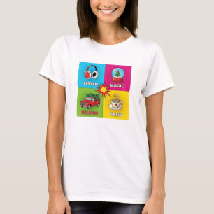 T-shirt Noël Pop Art Écouter Magie Livrer Infusion