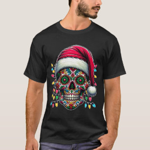 T-shirt Noël pour hommes Crâne de sucre Chapeau de Père No