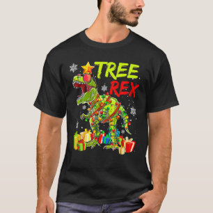 T-shirt Noël pour les garçons enfants Arbre T-Rex dinosaur