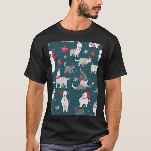 T-shirt Noël pug noir (Devant)