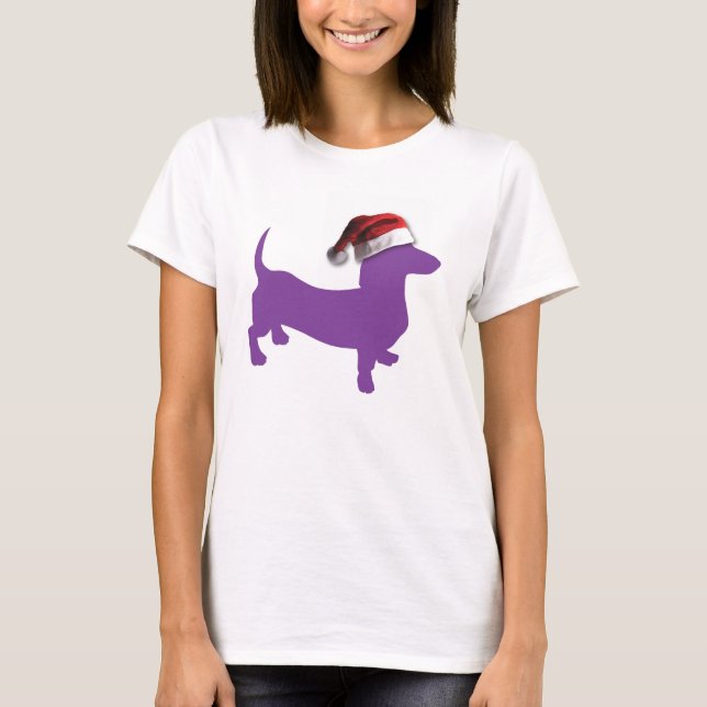 T-shirt Noël Purple Dachshund (Devant)