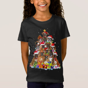 T-Shirt Noël Pyjama Boxe Arbre Noël Cadeaux Chien Papa Mam